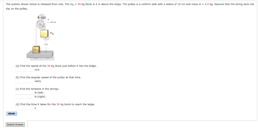 Solved The system shown below is released from rest. The mp | Chegg.com