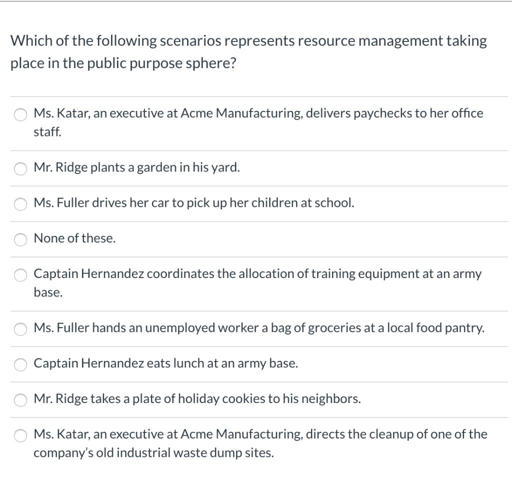 Solved Which of the following scenarios represents resource | Chegg.com