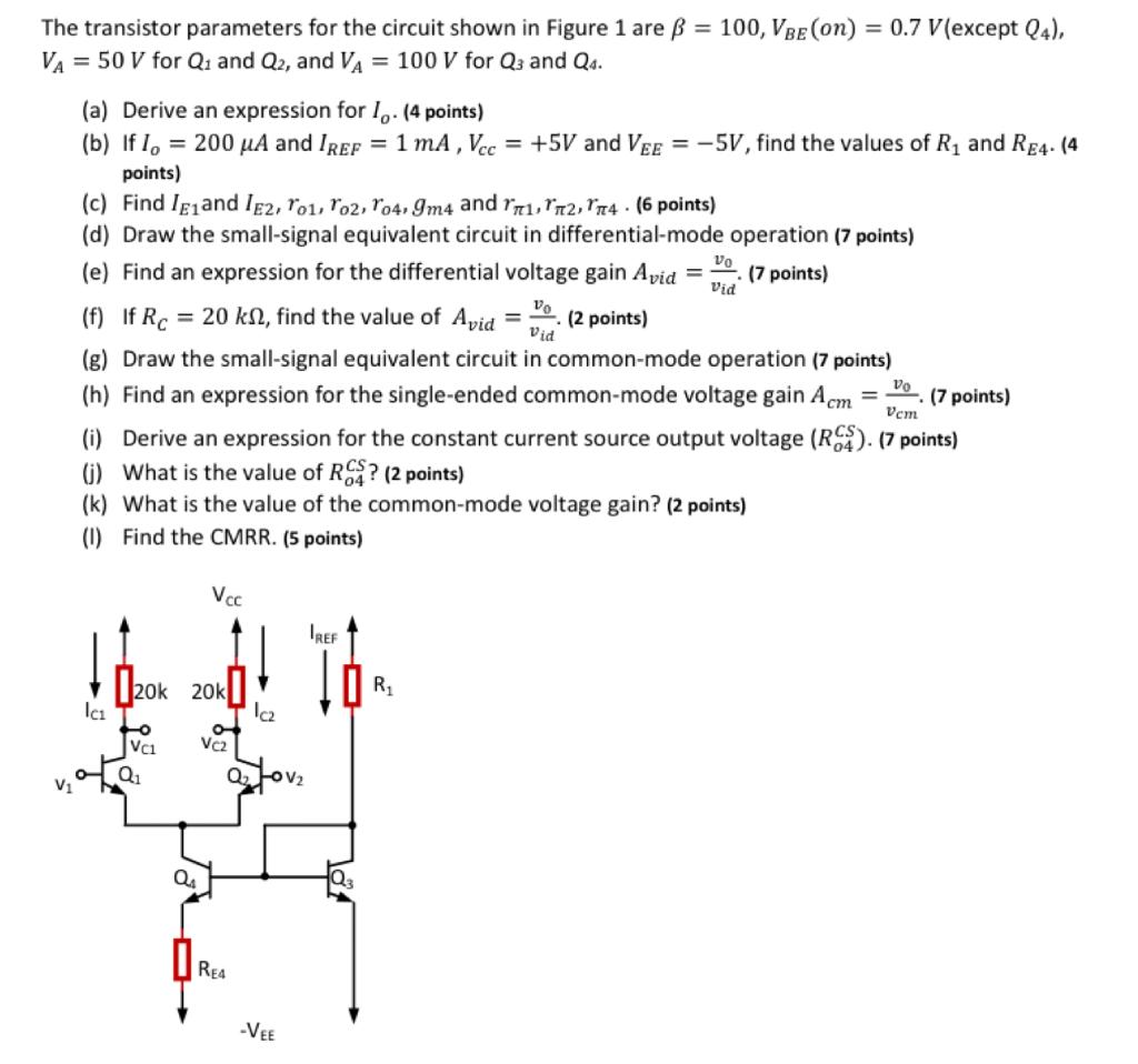 Solved The transistor parameters for the circuit shown in | Chegg.com