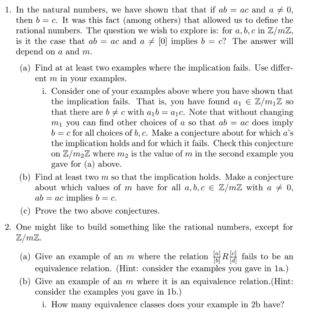 Solved 1. In the natural numbers, we have shown that that if | Chegg.com