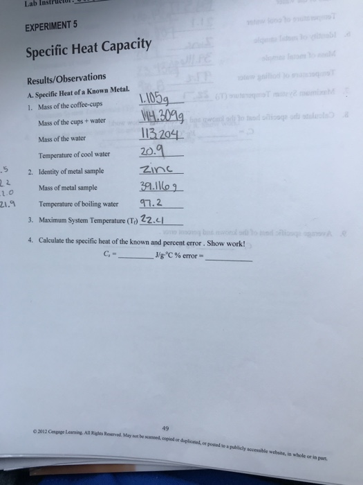 🎉 Specific heat capacity lab report discussion. Expt 1 Specific Heat of