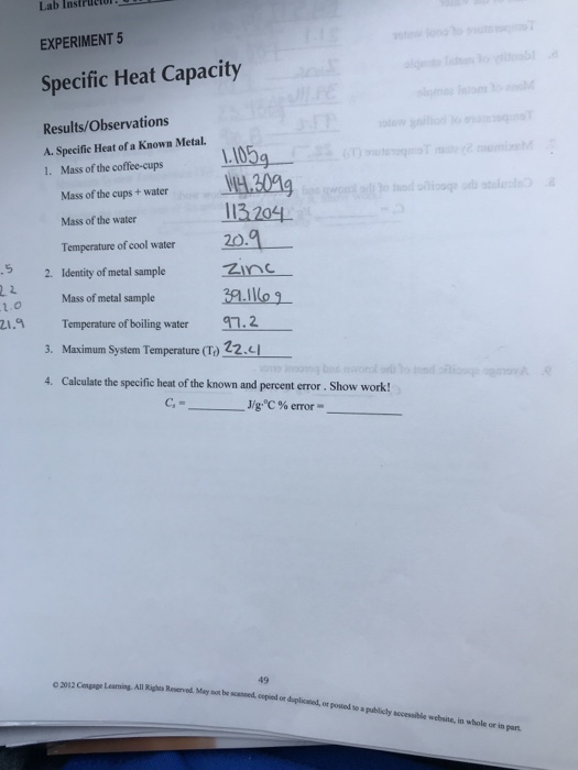 🎉 Specific Heat Capacity Lab Report Discussion. Expt 1 Specific Heat Of ...