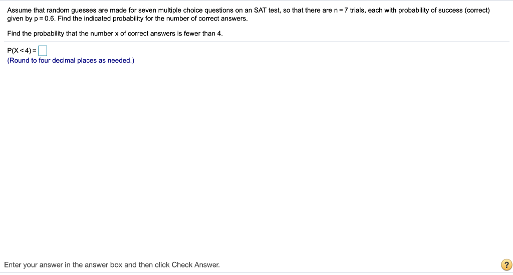 Solved Assume that random guesses are made for seven | Chegg.com