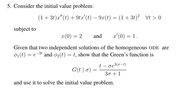 Solved 5. Consider the initial value problem: | Chegg.com