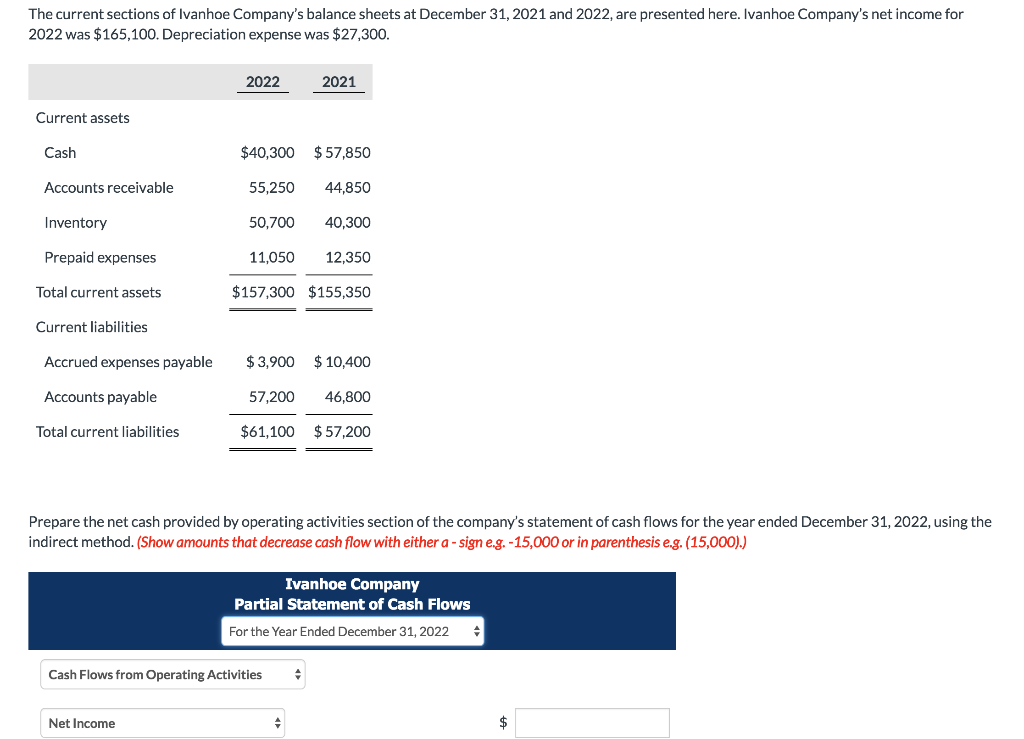 solved-the-current-sections-of-ivanhoe-company-s-balance-chegg