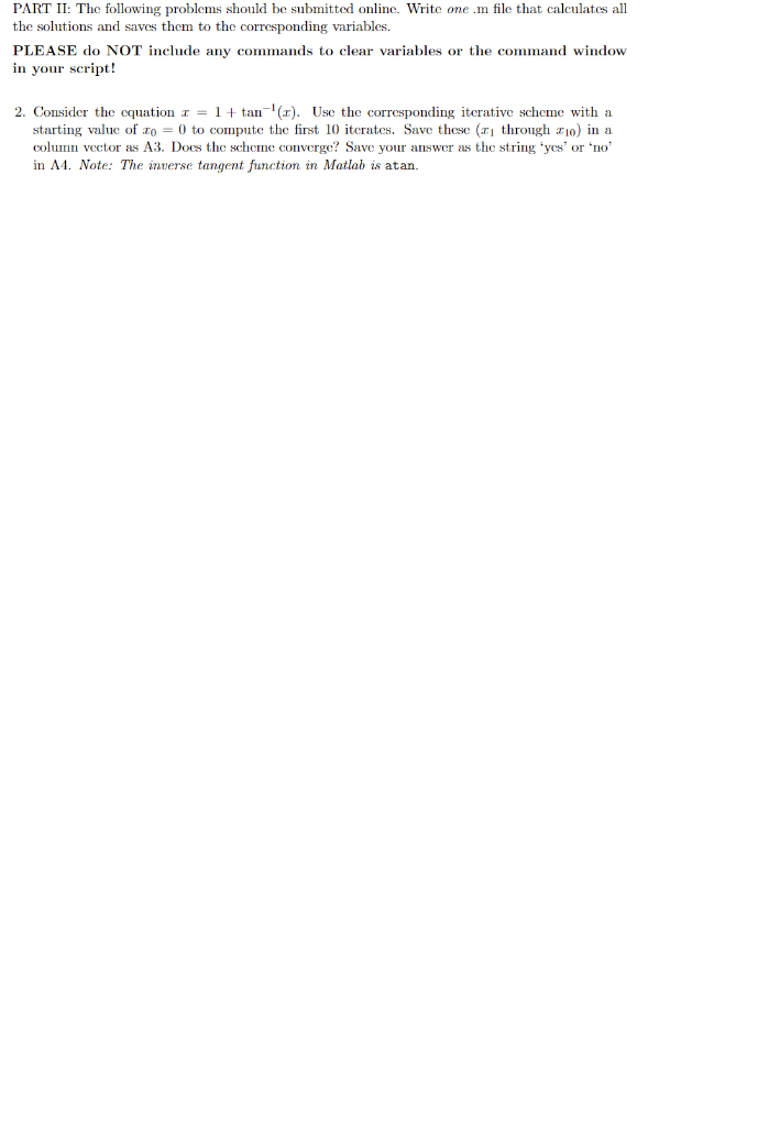 Solved PART II: The following problems should be submitted | Chegg.com