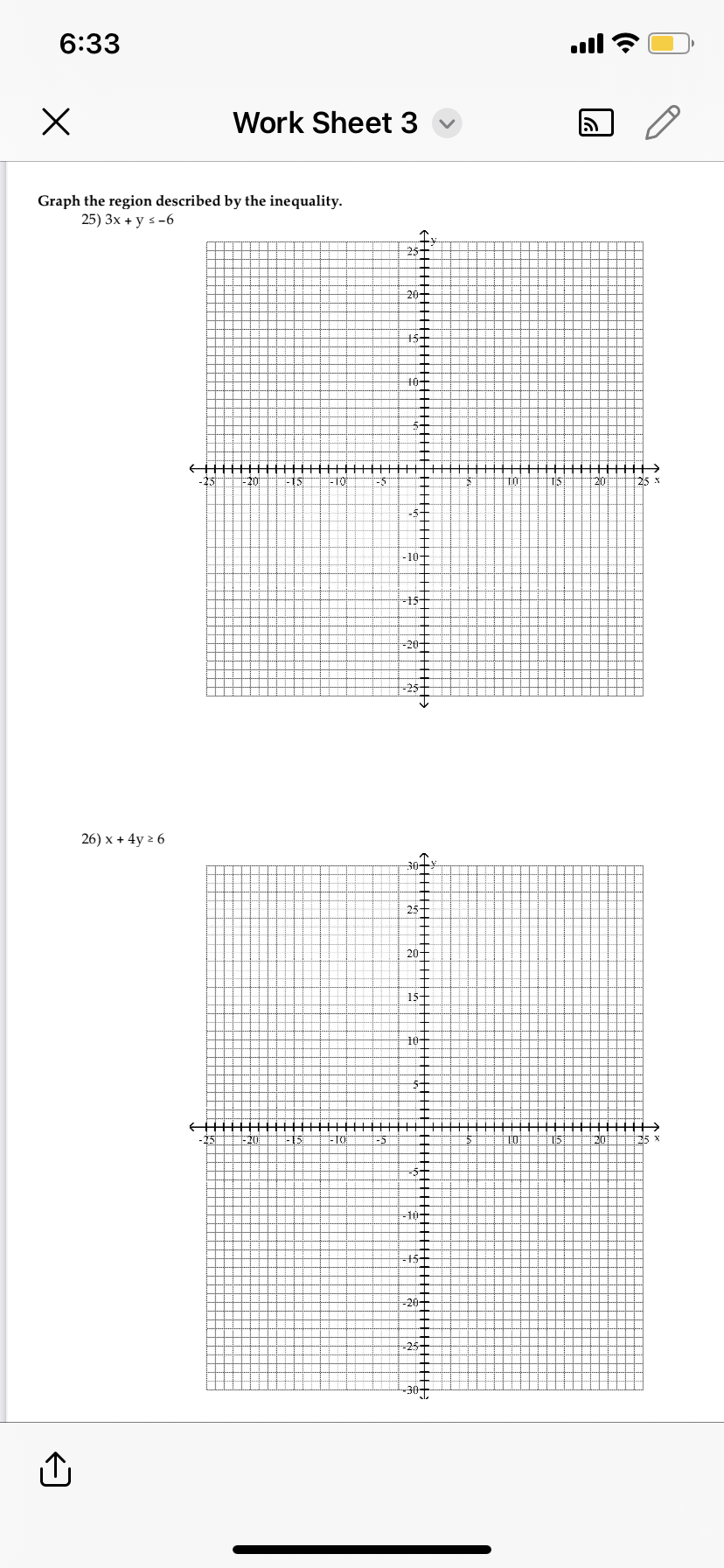 Solved Graph the region described by the inequality. 25) | Chegg.com