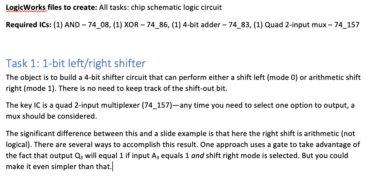 LogicWorks files to create All tasks chip schematic
