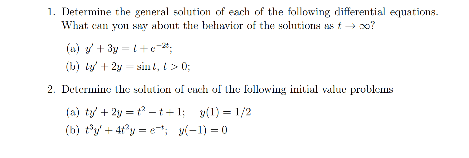 Solved 1. Determine the general solution of each of the | Chegg.com