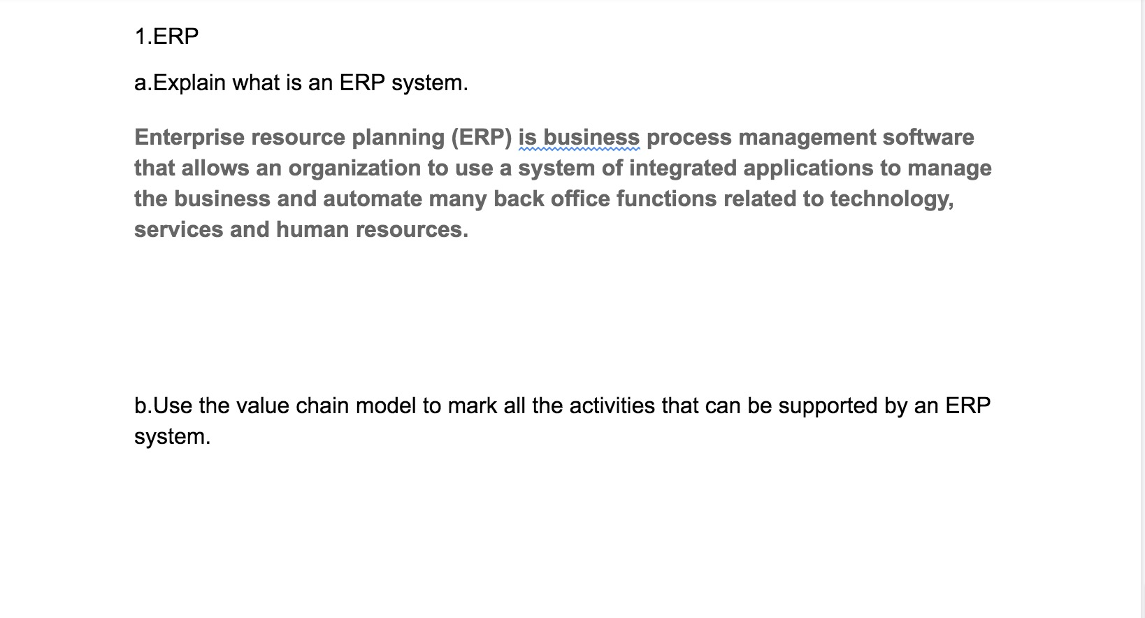 1 Erp A Explain What Is An Erp System Enterprise Chegg 1 Erp A Explain What Is An Erp System Enterprise Chegg