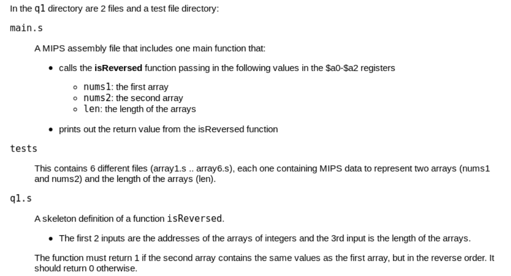 Solved In the q1 directory are 2 files and a test file | Chegg.com