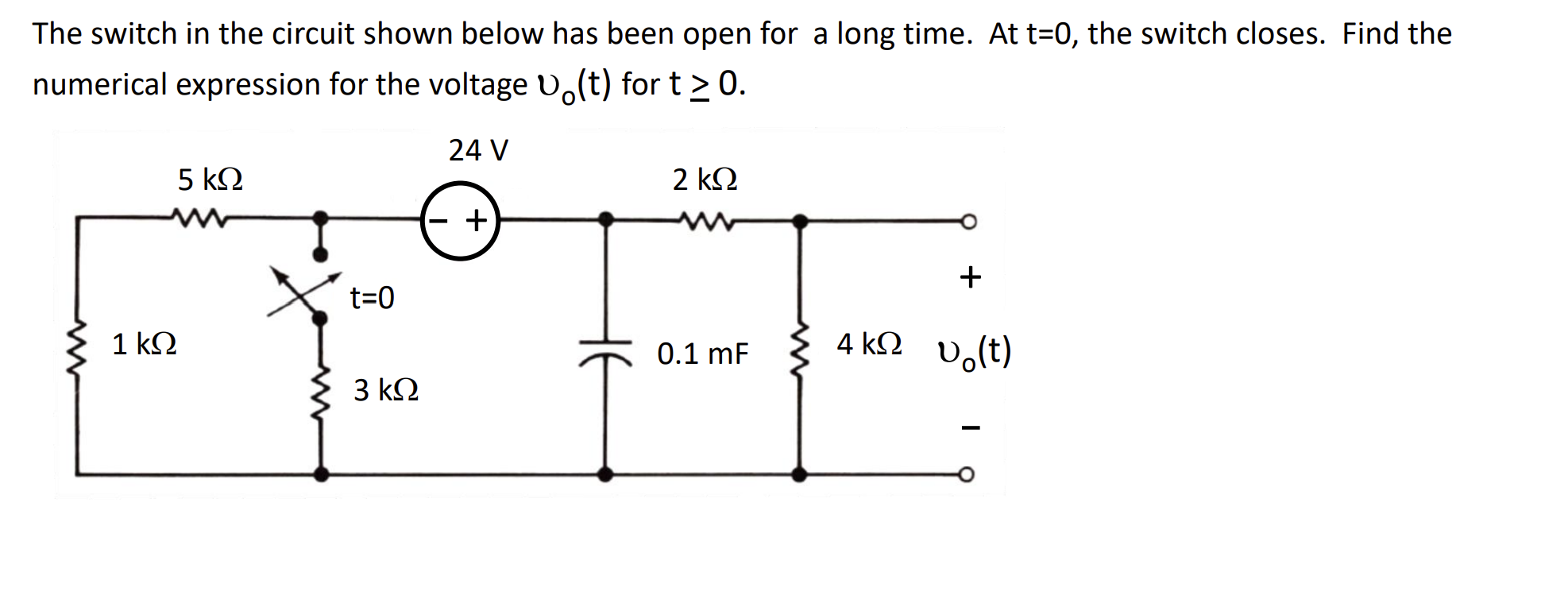 Solved The switch in the circuit shown below has been open | Chegg.com