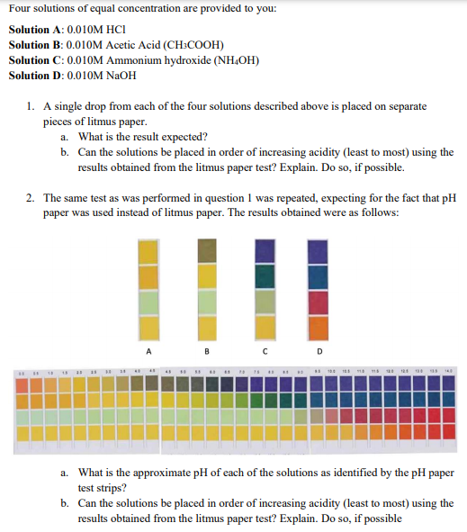 Solved Four solutions of equal concentration are provided to | Chegg.com