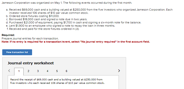 Solved Jameson Corporation Was Organized On May 1 . The | Chegg.com