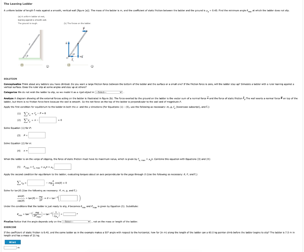 Solved The Leaning Ladder A Uniform Ladder Of Length Frests