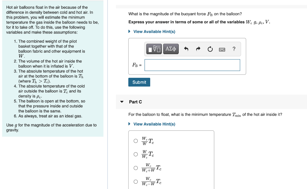 Solved What is the magnitude of the buoyant force FB on the