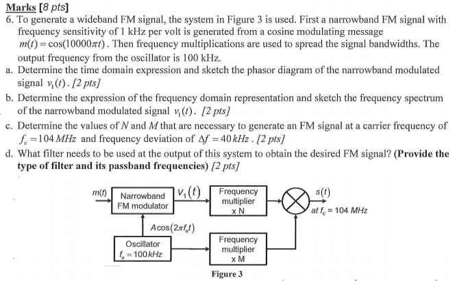 Solved Marks [8 Pts] 6. To Generate A Wideband FM Signal, | Chegg.com