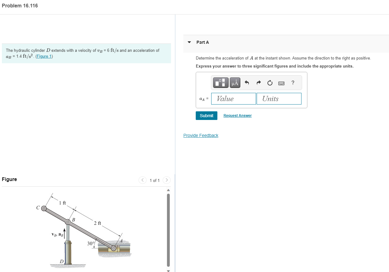 Solved The hydraulic cylinder D extends with a velocity of | Chegg.com