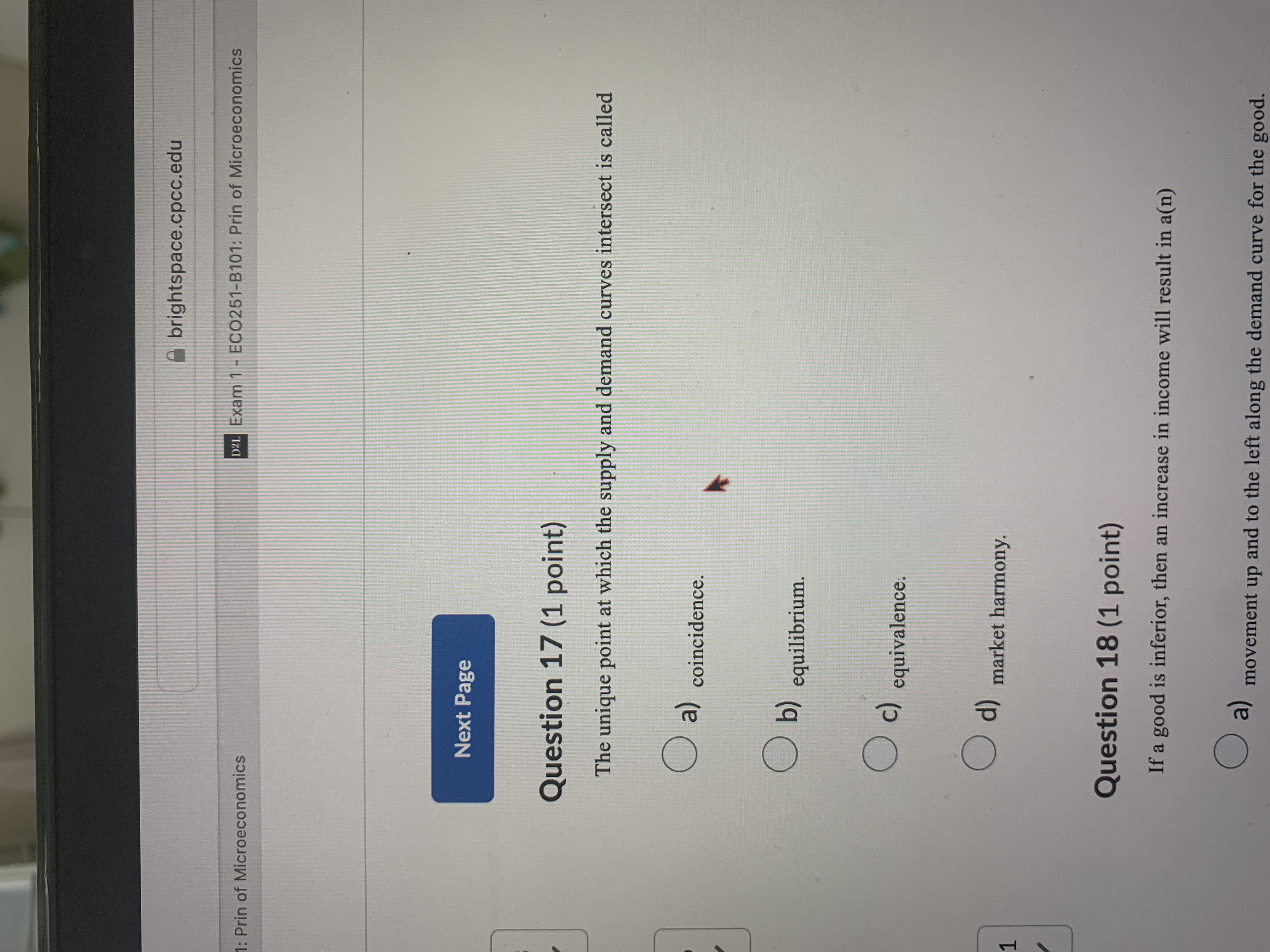 Solved Question 17 (1 ﻿point)The unique point at which the | Chegg.com