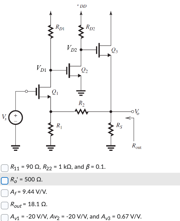 Solved For the negative feedback amplifier shown below,
