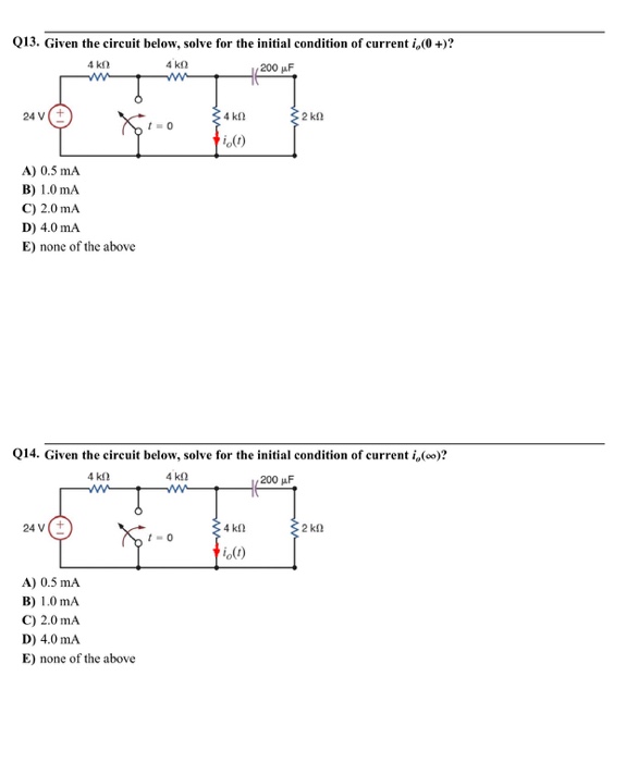 Solved Q15. Given the circuit below, solve for the | Chegg.com