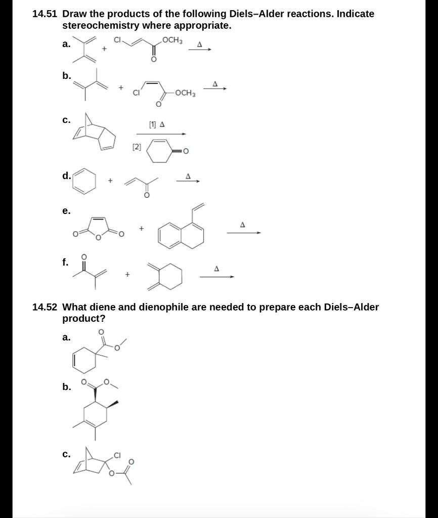 Solved 1451 Draw The Products Of The Following Diels Alder 8769