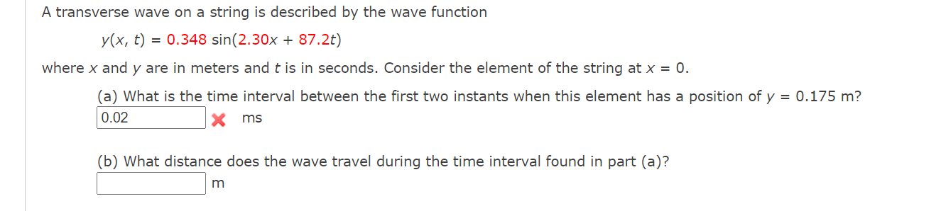 Solved A transverse wave on a string is described by the | Chegg.com