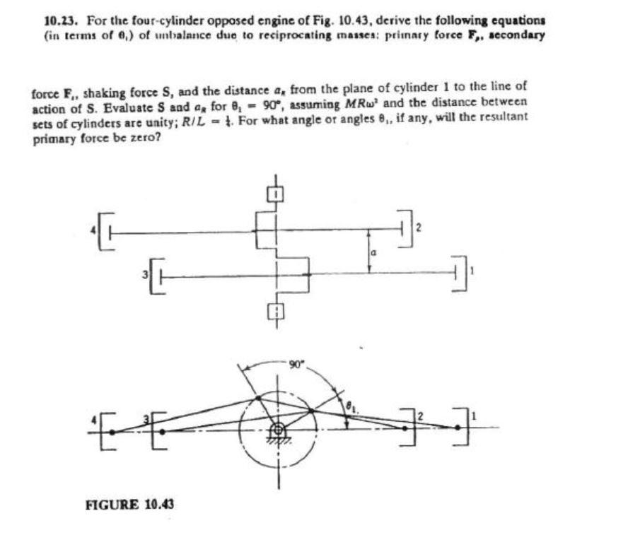 Solved 10.23. For the four-cylinder opposed engine of Fig. | Chegg.com