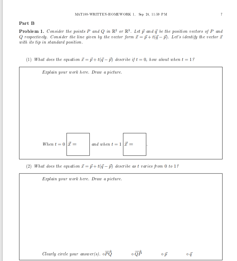 Solved Problem 1. Consider The Points P And Q In R2 Or R3. | Chegg.com