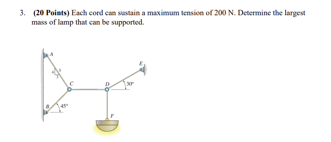 Solved 3. (20 Points) Each Cord Can Sustain A Maximum | Chegg.com