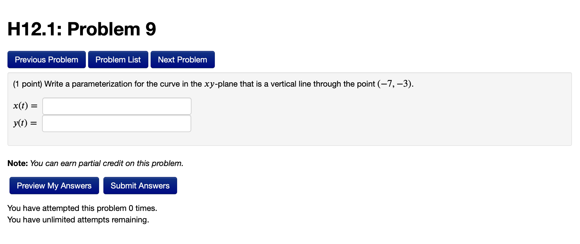 Solved H12.1: Problem 9 Previous Problem Problem List Next | Chegg.com
