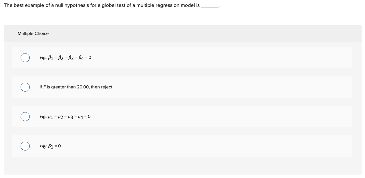 Solved The best example of a null hypothesis for a global | Chegg.com