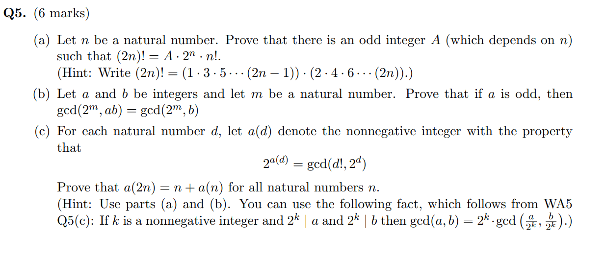 Solved (a) Let N Be A Natural Number. Prove That There Is An | Chegg.com