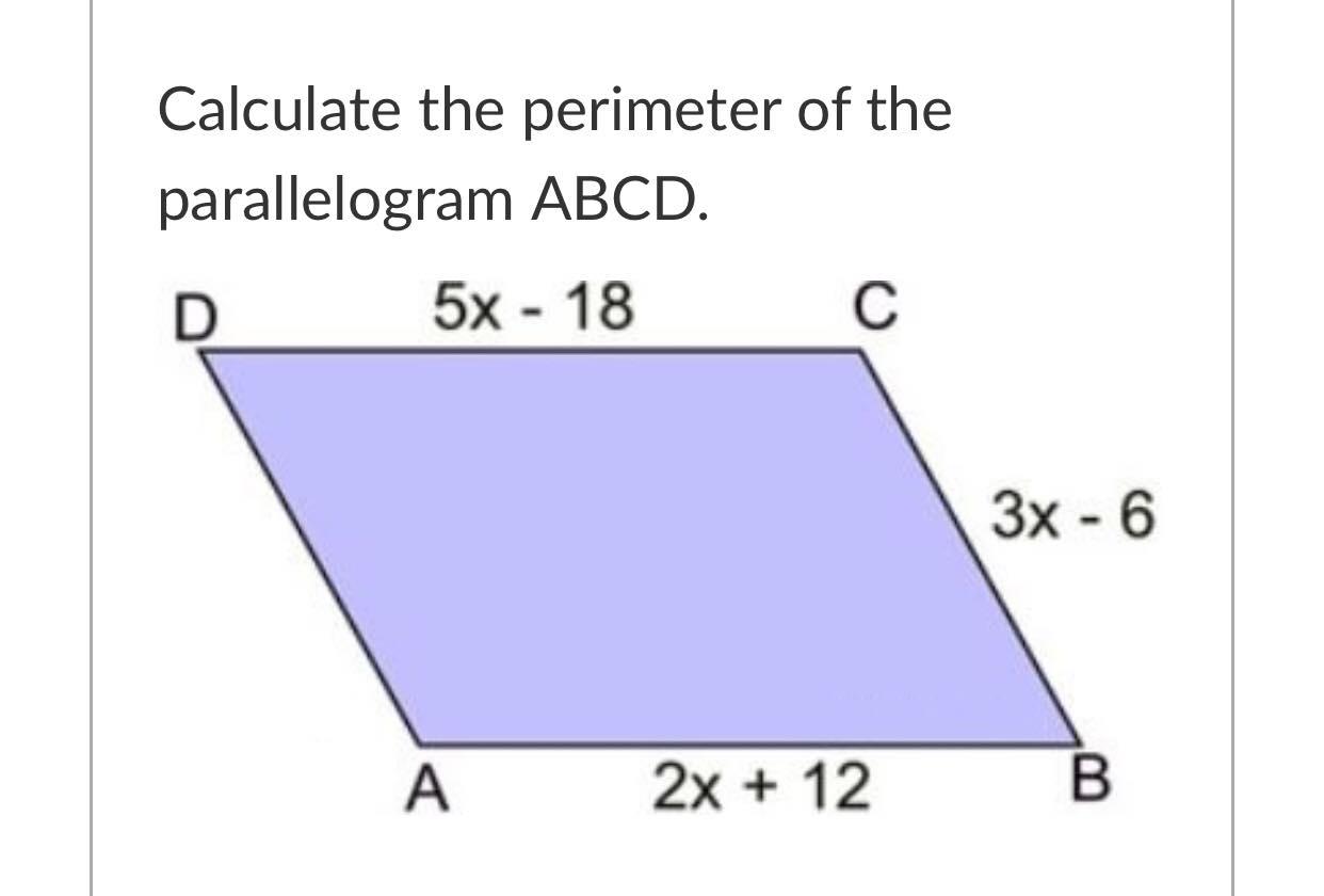 Solved Calculate The Perimeter Of The Parallelogram Abcd D 0839