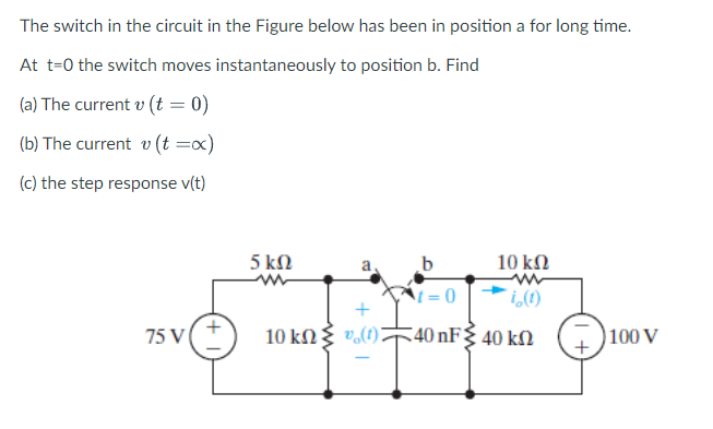 Solved The switch in the circuit in the Figure below has | Chegg.com