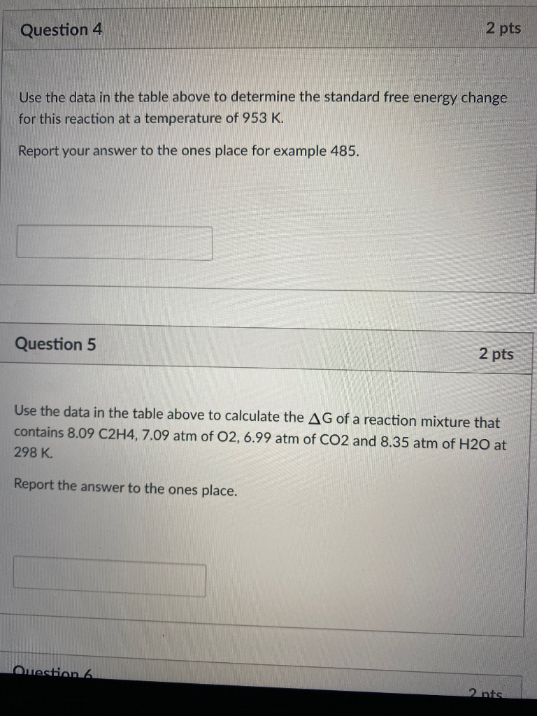 Solved Question 4 2 pts Use the data in the table above to | Chegg.com