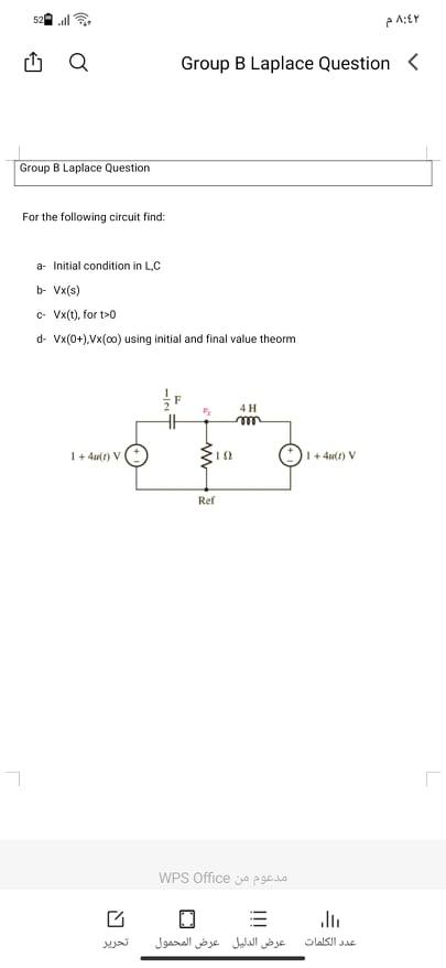 Solved 52 8 ۴ م Group B Laplace Question Group B Laplace Chegg Com