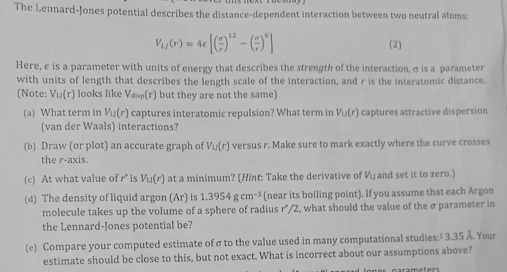 Solved The Lennard-Jones potential describes the | Chegg.com