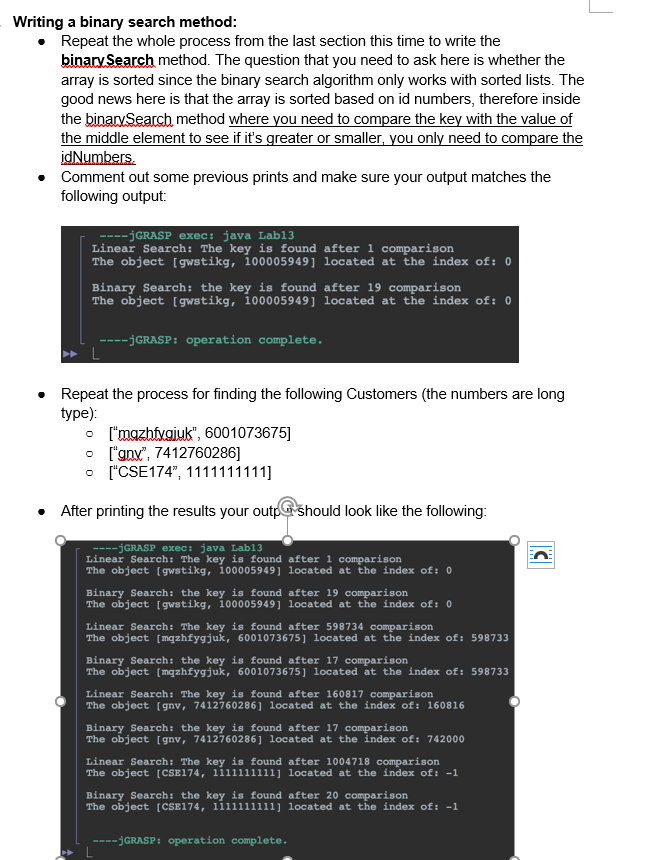 Solved Writing a linear search method: So far, you were able | Chegg.com