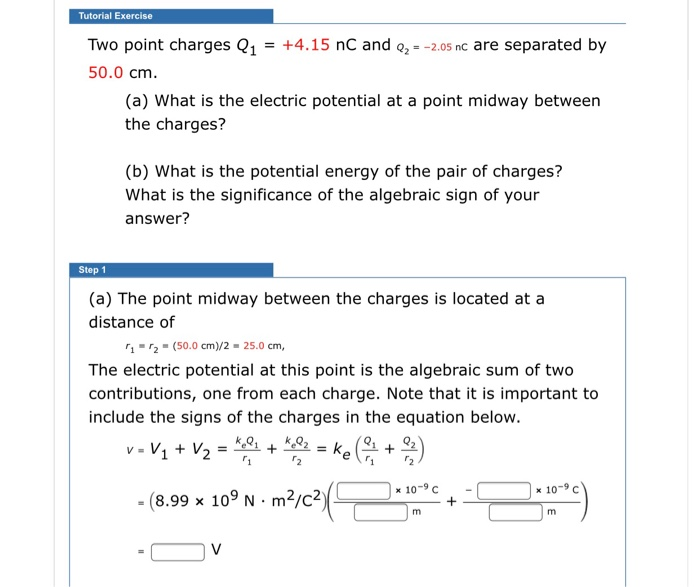 Solved Tutorial Exercise Two point charges Q1-+4.15 nC and | Chegg.com