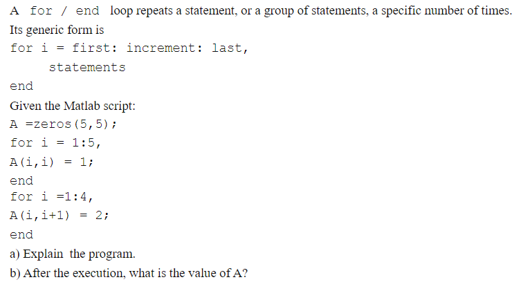 Solved A for / end loop repeats a statement, or a group of | Chegg.com