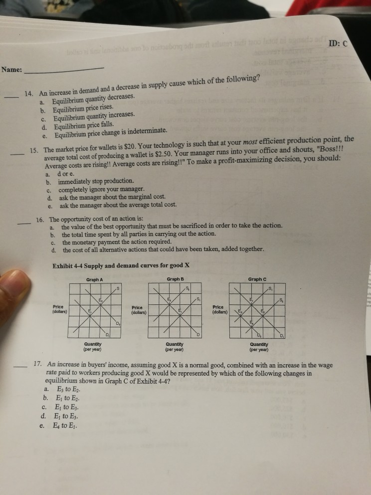 Solved Name: An increase in demand and a decrease in supply | Chegg.com