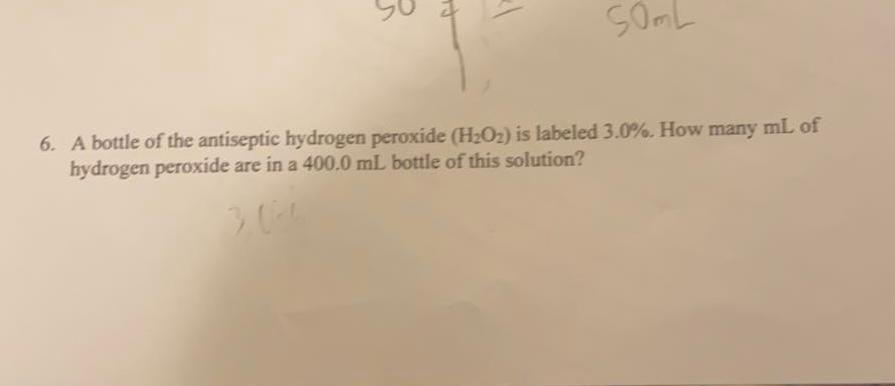 Solved, SOML 6. A bottle of the antiseptic hydrogen