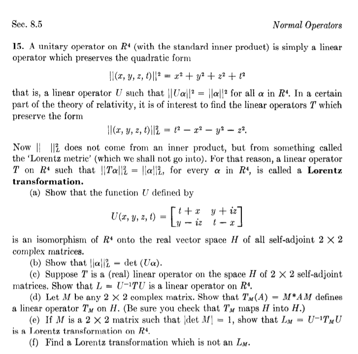 Sec. 8.5 Normal Operators 15. A unitary operator on | Chegg.com