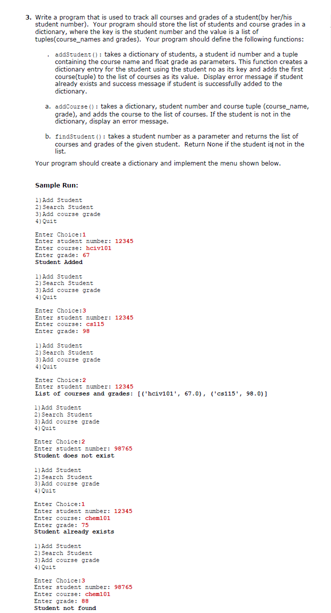 Solved 3. Write a program that is used to track all courses | Chegg.com