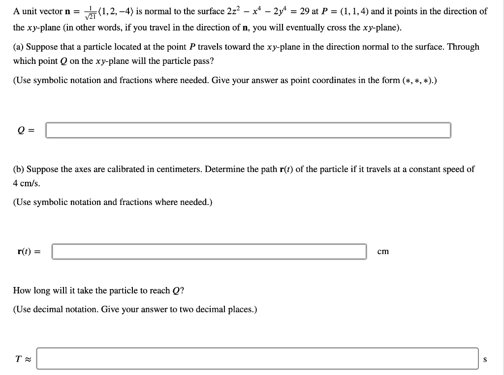 Solved A Unit Vector N Va 1 2 4 Is Normal To The Chegg Com