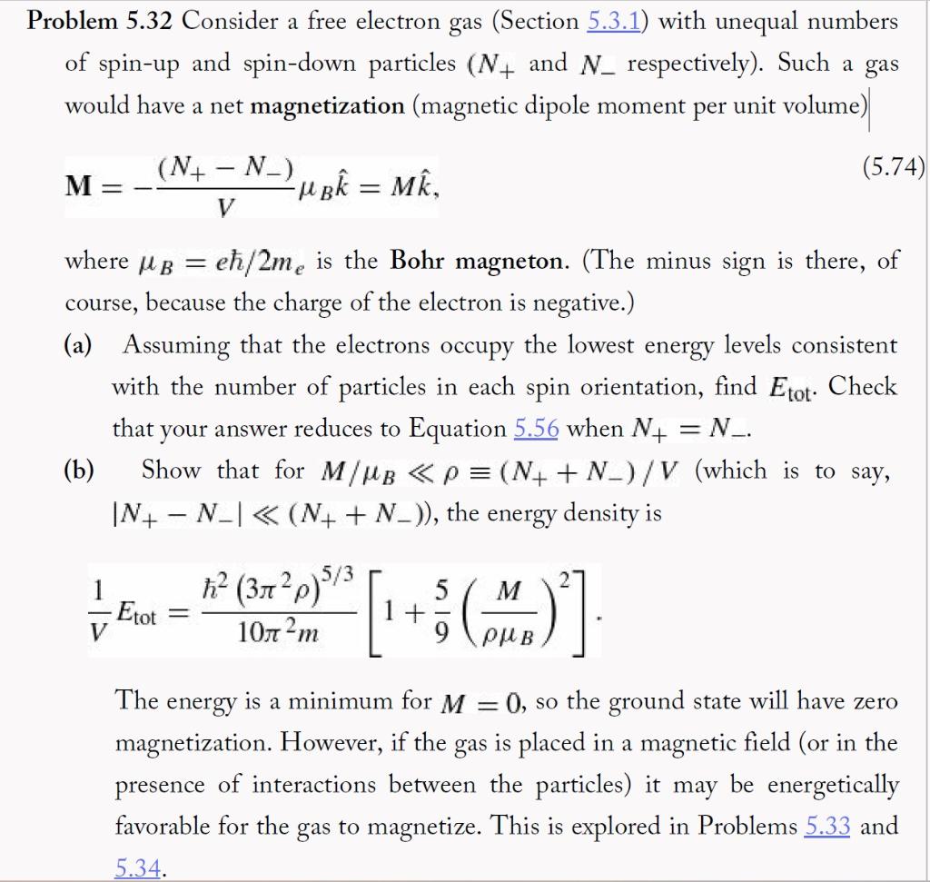 Solved Problem 5.32 Consider a free electron gas (Section | Chegg.com