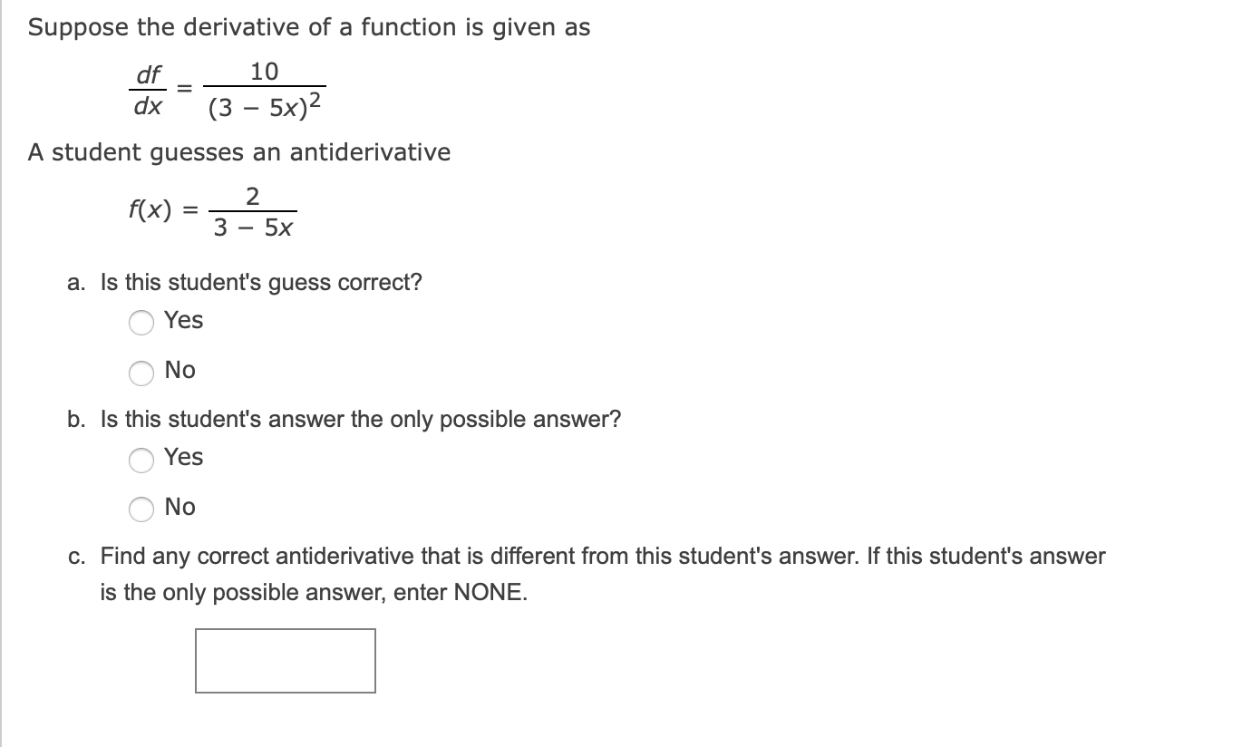 Solved Suppose the derivative of a function is given as df | Chegg.com