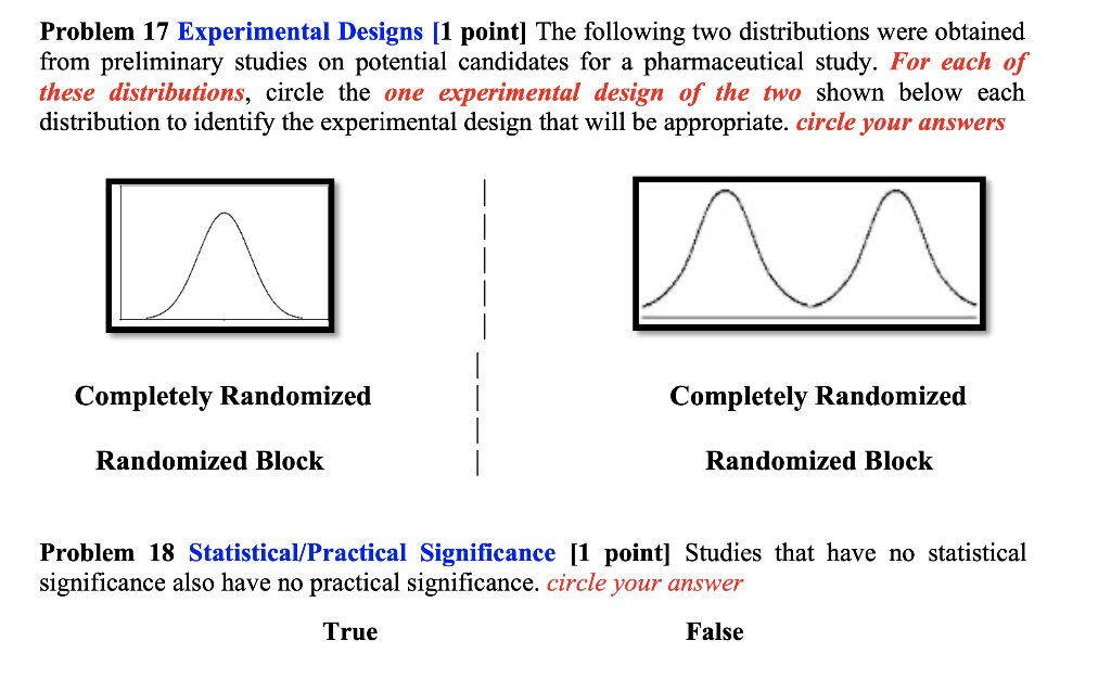 Solved Problem 17 Experimental Designs [1 Point] The | Chegg.com