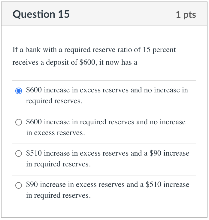 Solved Question 1 1 Pts If The Reserve Requirement Is 7 Chegg Com